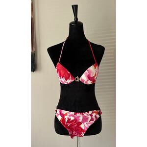 VICTORIA'S SECRET Floral O Ring Push Up Bikini Swimsuit Size 34A & M
